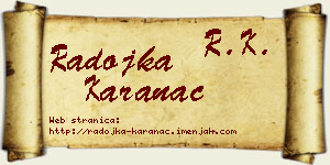 Radojka Karanac vizit kartica